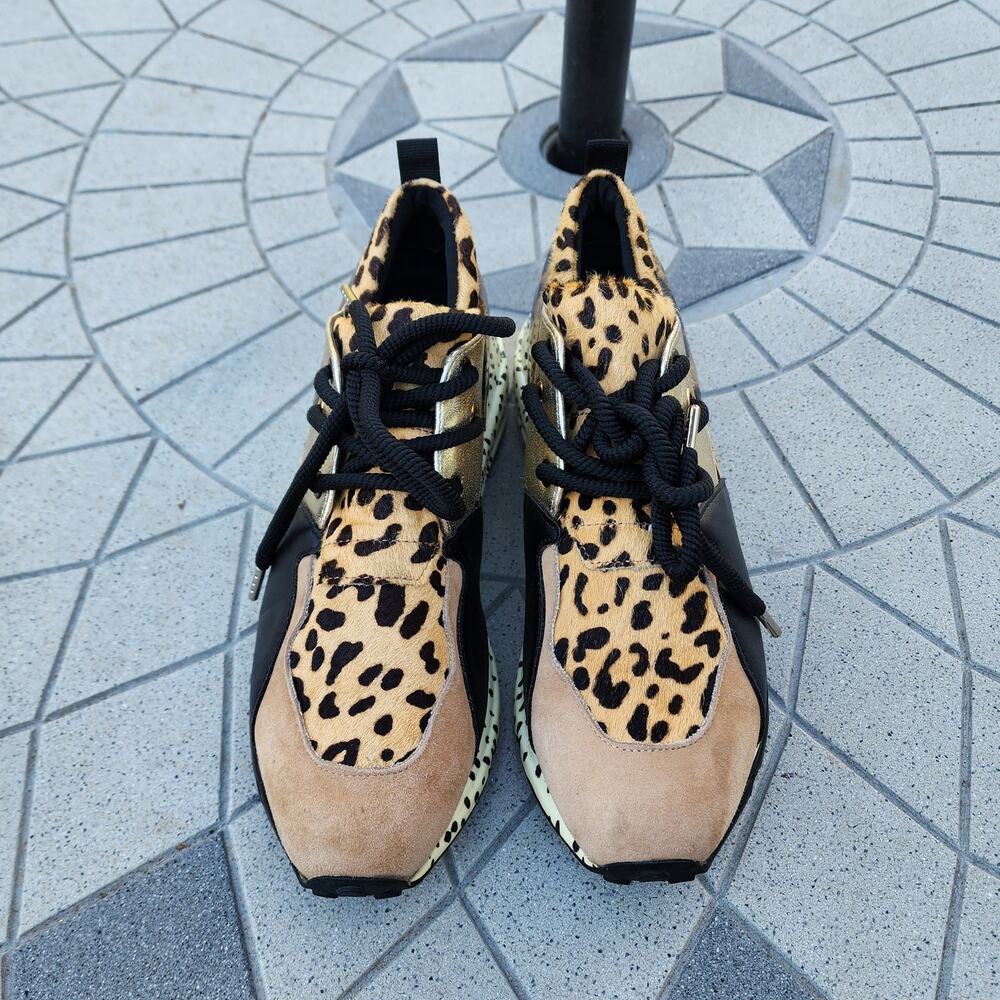 Steve Madden Cliff Cheetah Print Wedge Fashion Sneakers 8 - Picture 4 of 10